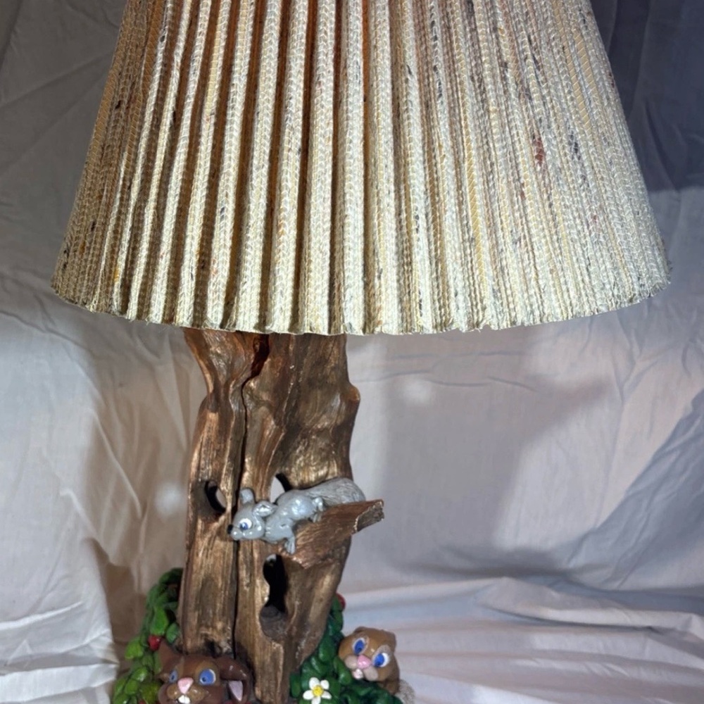 Vtg 70's Juta Sangthaweep(disney) Chalkware Tree Stump/Thumper Lamp/plant holder